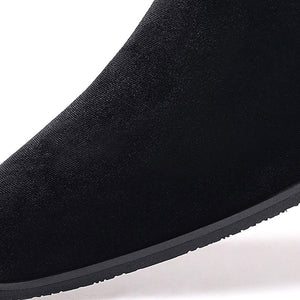 black Men's velvet slip-on loafers