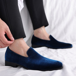 Men's velvet slip-on loafers
