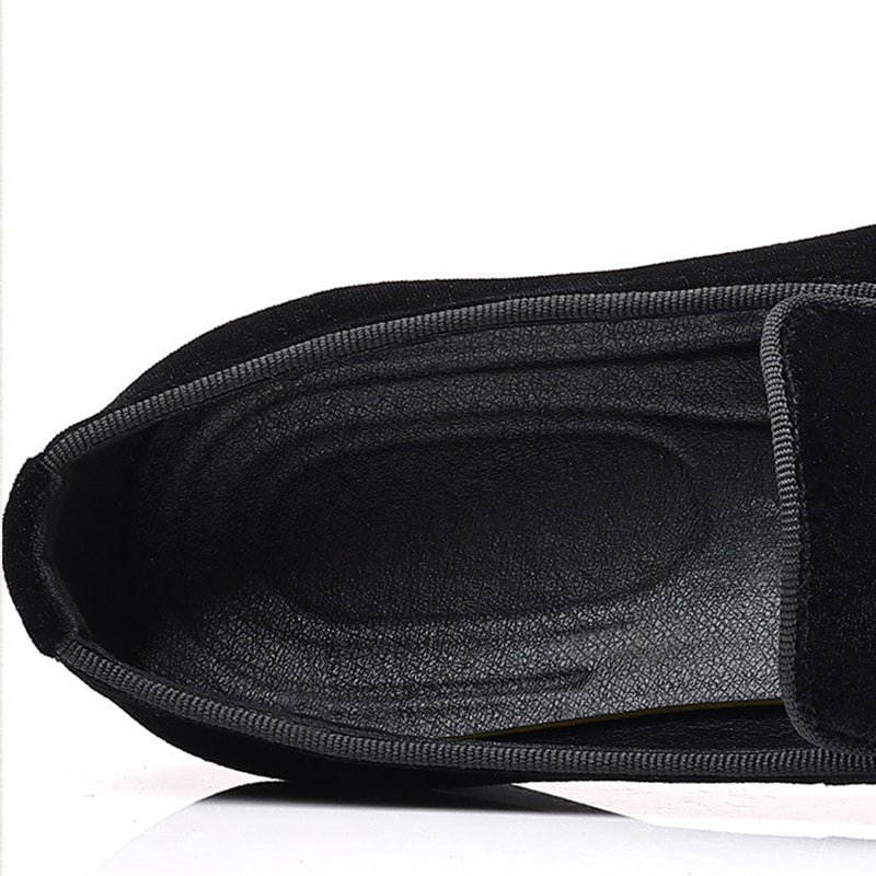 black Men's velvet slip-on loafers