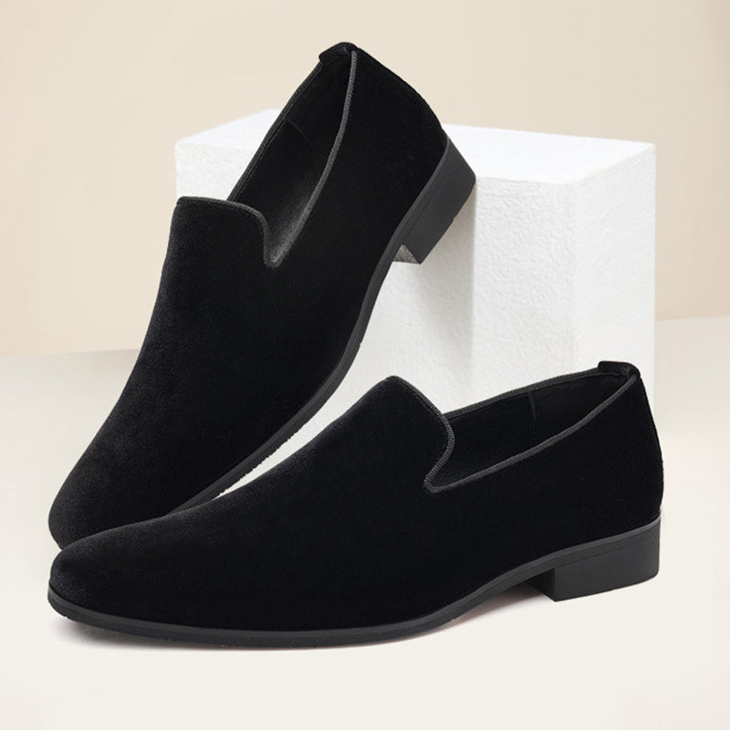 black Men's velvet slip-on loafers