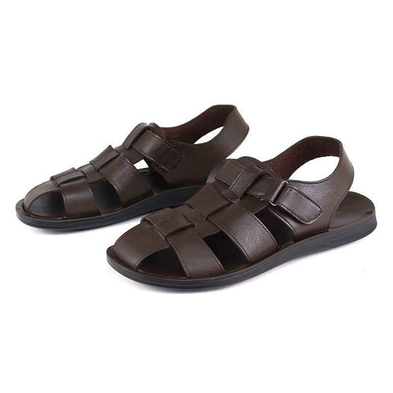 coffee Men's vintage fisherman sandals with soft sole