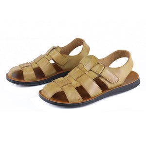brown Men's vintage fisherman sandals with soft sole