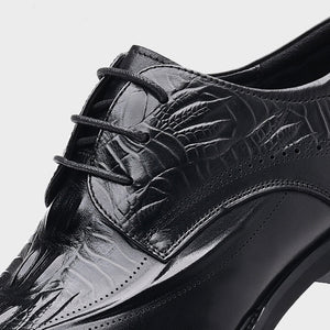 black Men's vintage genuine leather alligator oxfords