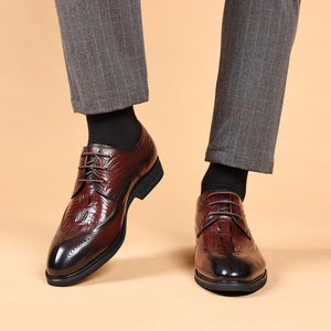Men's vintage genuine leather alligator oxfords