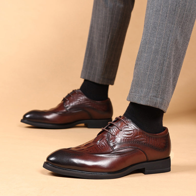 Men's vintage genuine leather alligator oxfords