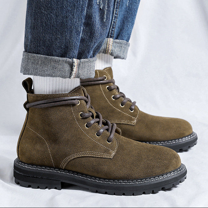Men's vintage suede lace-up ankle boots