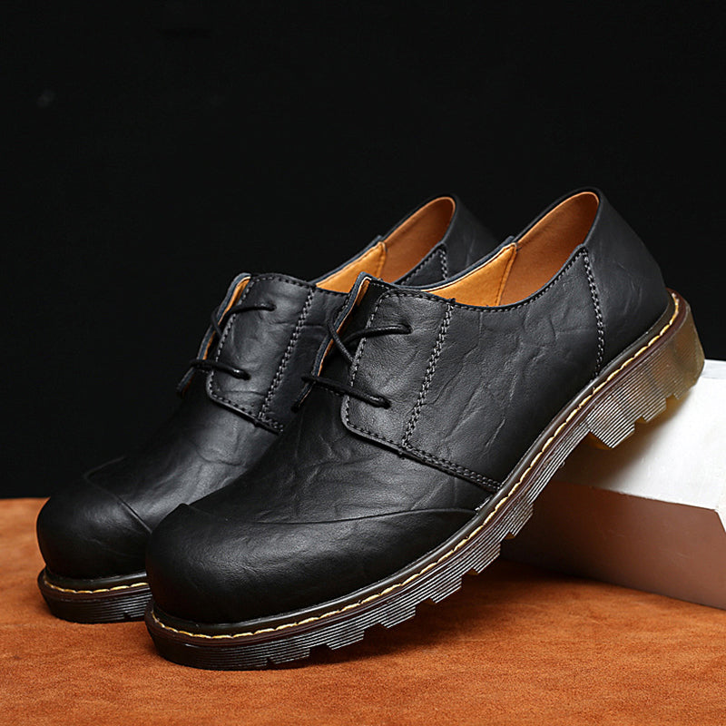 black Men's wide round toe plain oxfords shoes