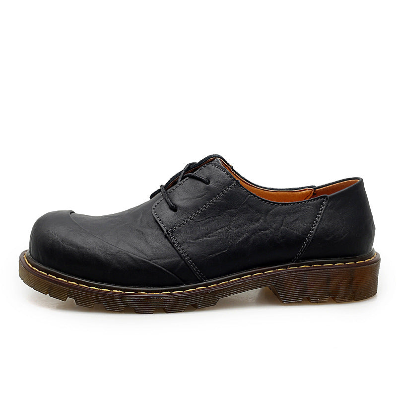 black Men's wide round toe plain oxfords shoes