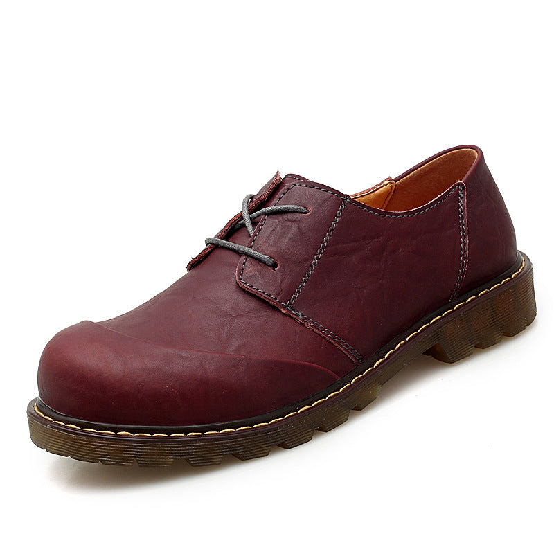 burgundy Men's wide round toe plain oxfords shoes