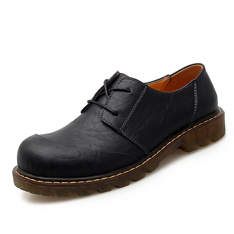 black Men's wide round toe plain oxfords shoes