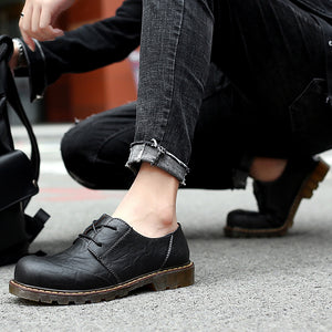 black Men's wide round toe plain oxfords shoes