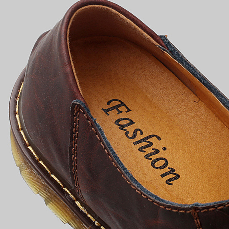 burgundy Men's wide round toe plain oxfords shoes