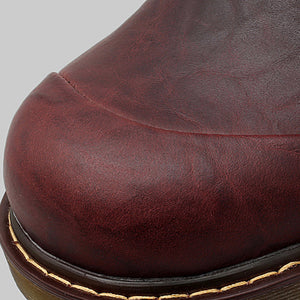 burgundy Men's wide round toe plain oxfords shoes