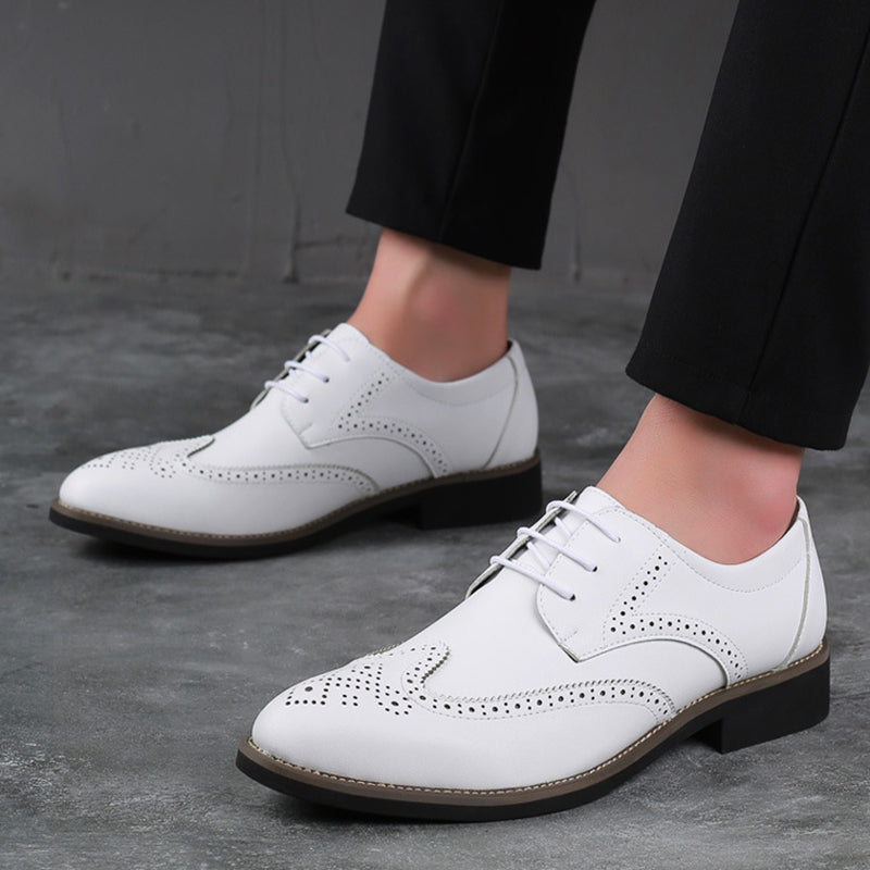 white Men's wingtip brogue oxfords shoes