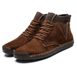 Mens casual ankle boots suede retro lace-up boots fall/winter shoes for men