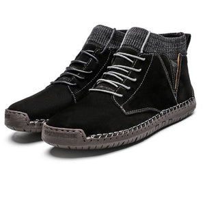 Mens casual ankle boots suede retro lace-up boots fall/winter shoes for men