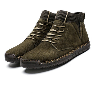 Mens casual ankle boots suede retro lace-up boots fall/winter shoes for men