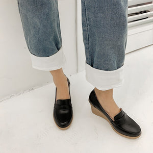 black Women's elegant platform wedge heels pumps