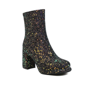 Gold silver glitter shiny sequins booties with zipper