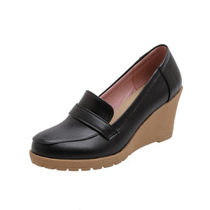 black Women's elegant platform wedge heels pumps