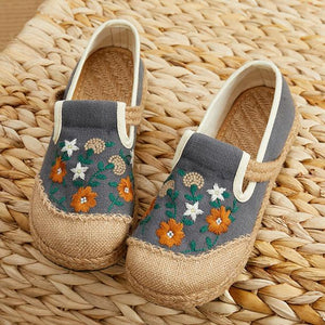 Retro floral embroidery espadrille loafers