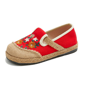 Retro floral embroidery espadrille loafers