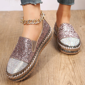 Rhinestone slip on platform sneakers