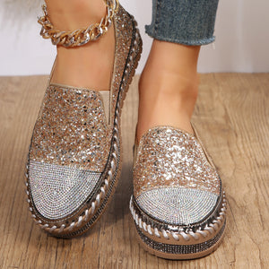 Rhinestone slip on platform sneakers