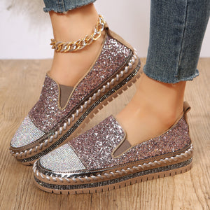 Rhinestone slip on platform sneakers