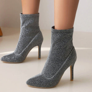 Sexy stiletto heels sock booties bling ankle boots for Christmas