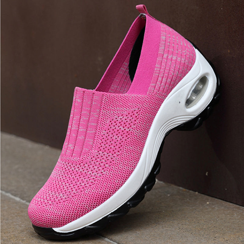 Slip on flyknit sports shoes summer breathable comfy walking shoes