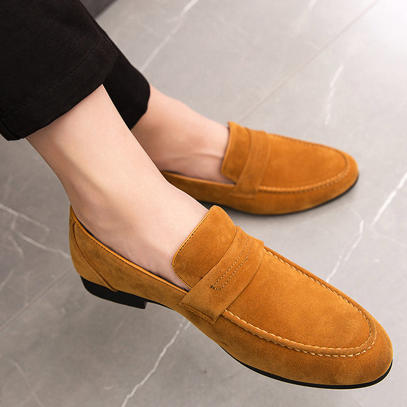 brown Spring summer men's plain slip-ons