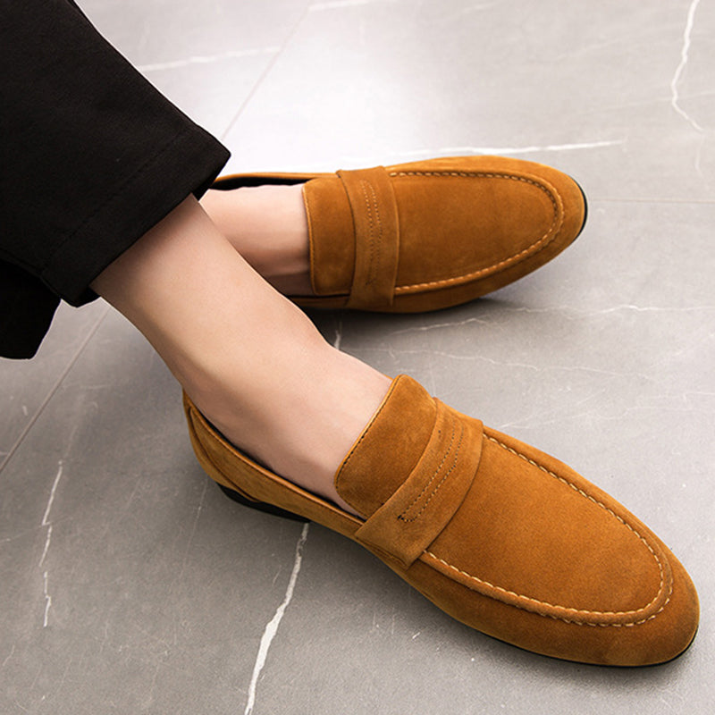 brown Spring summer men's plain slip-ons