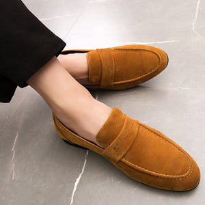 brown Spring summer men's plain slip-ons