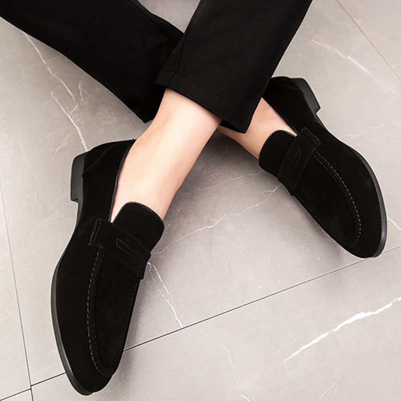 black Spring summer men's plain slip-ons
