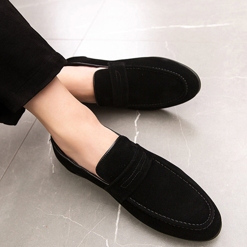 black Spring summer men's plain slip-ons