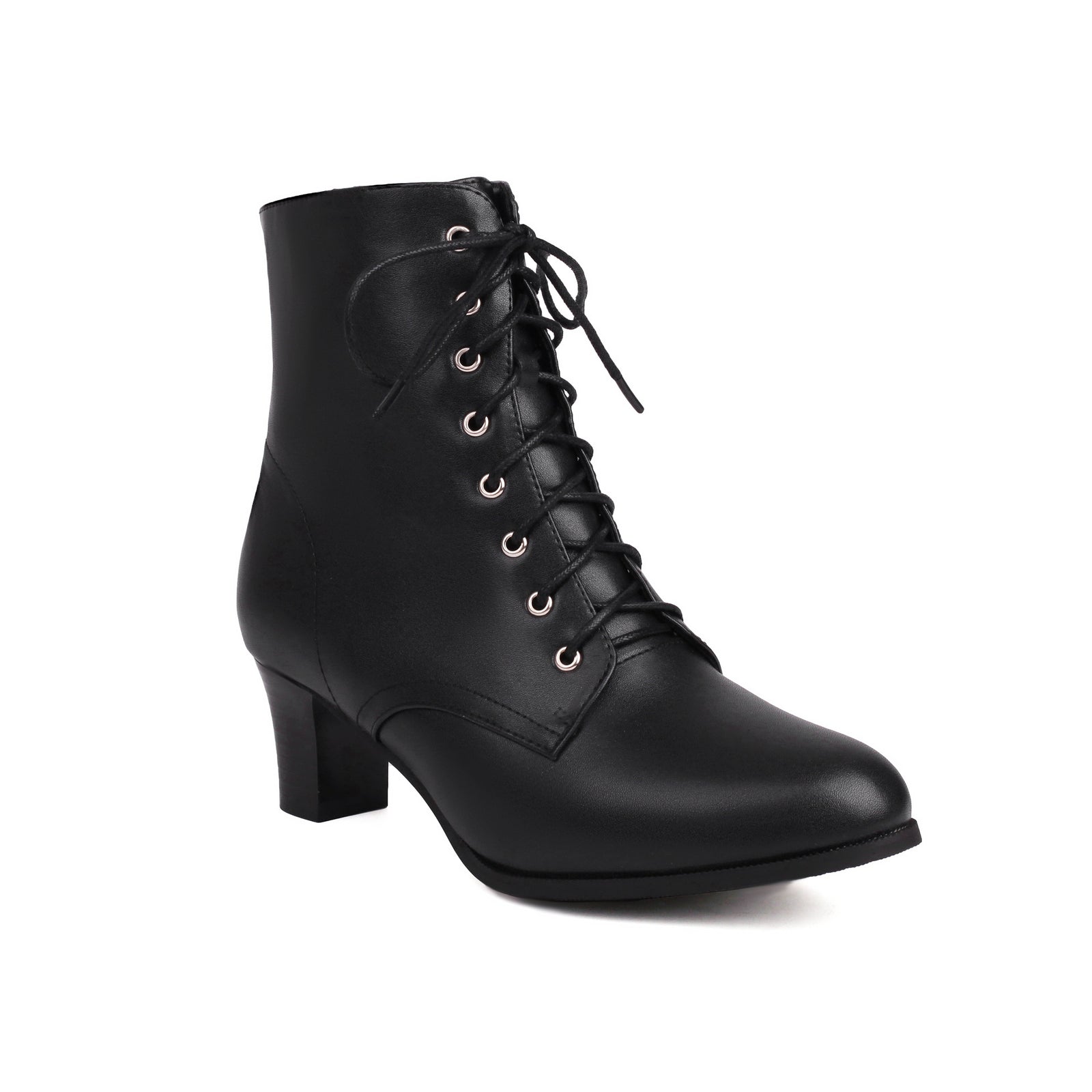 Stacked heel lace-up booties vintage Victorian boots