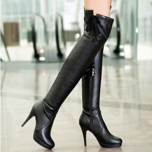 Stiletto heels over the knee boots