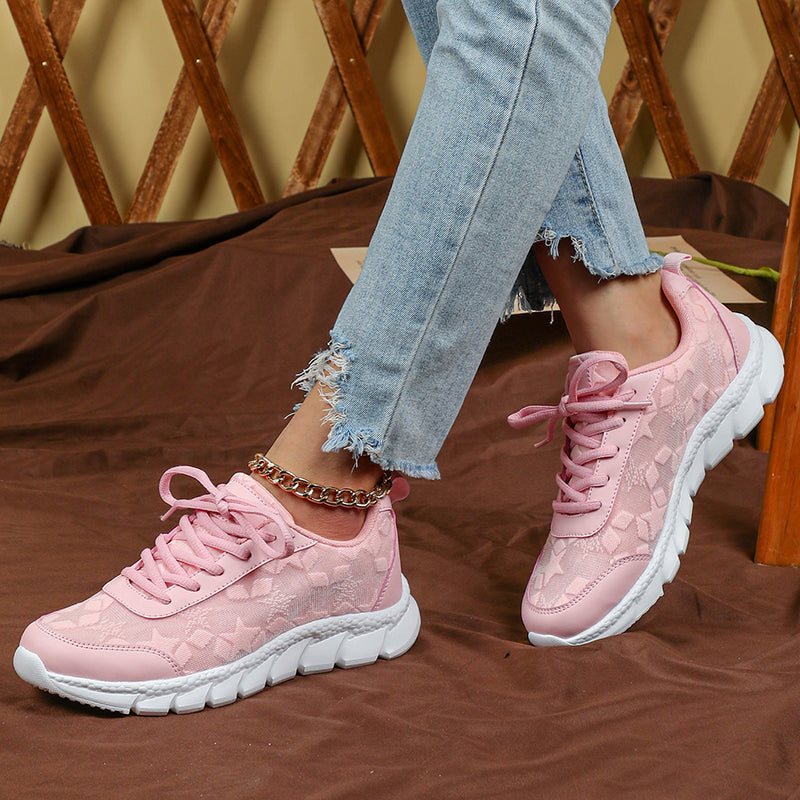 pink Summer breathable mesh sneakers lightweight comfortable