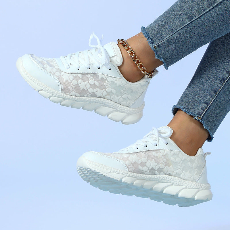 white Summer breathable mesh sneakers lightweight comfortable