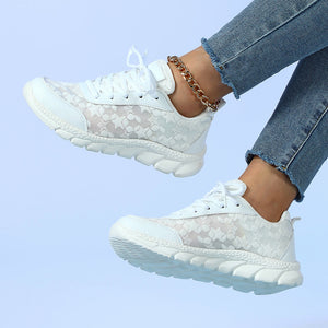 white Summer breathable mesh sneakers lightweight comfortable
