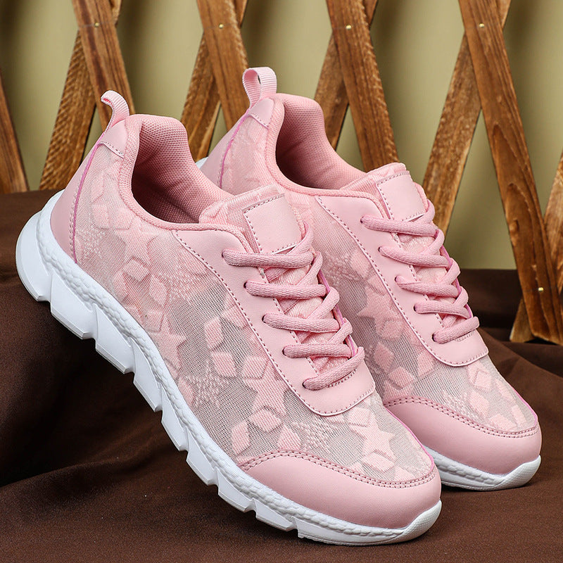 pink Summer breathable mesh sneakers lightweight comfortable