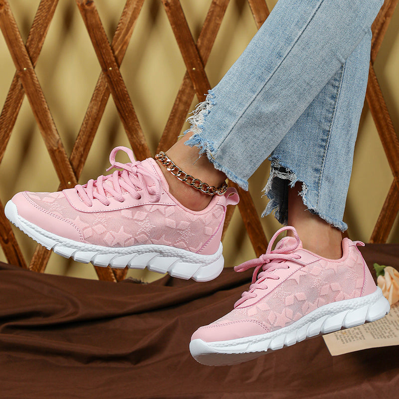 pink Summer breathable mesh sneakers lightweight comfortable