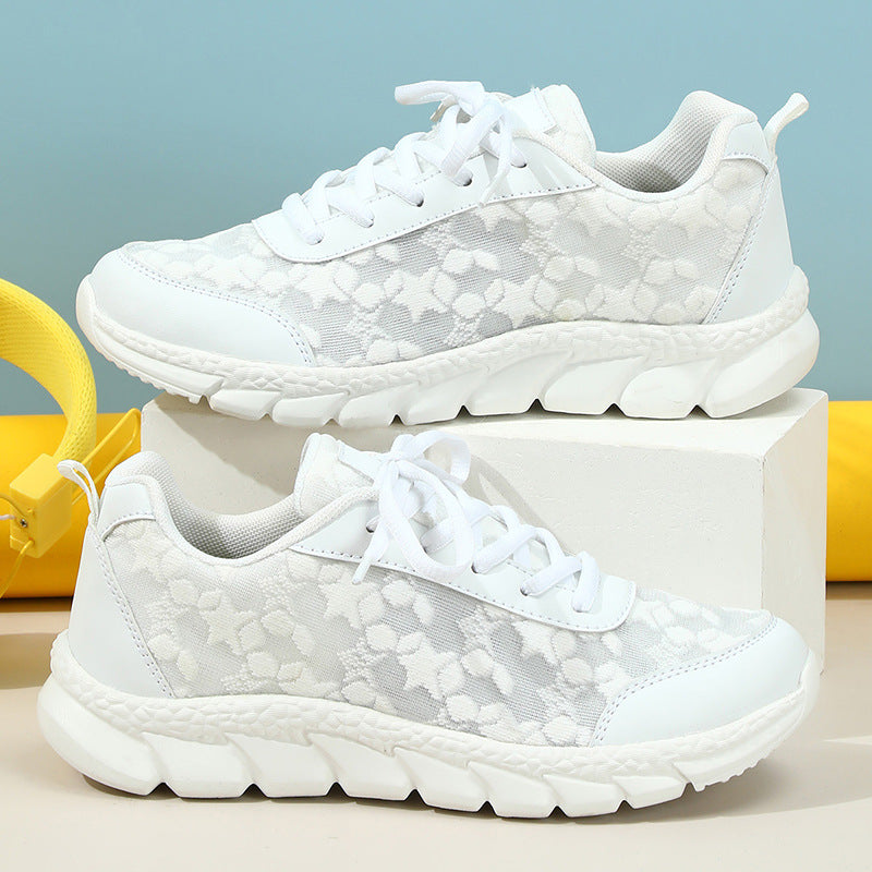 white Summer breathable mesh sneakers lightweight comfortable