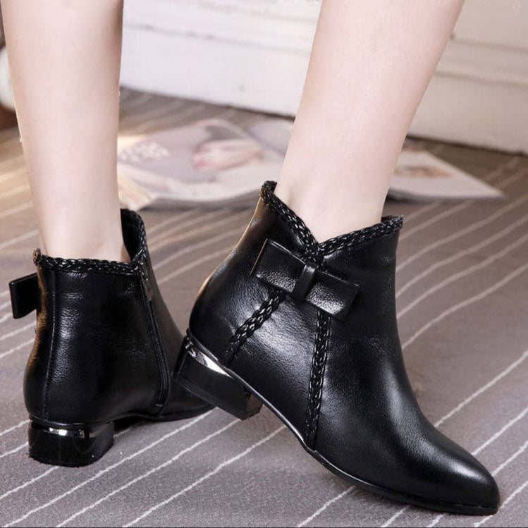 Sweet bowtie daily booties with side zipper