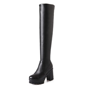 Turn over thigh high cosplay boots chunky platform high heels knight boots