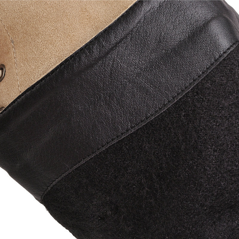 apricot Vintage British style lace-up winter knee high boots