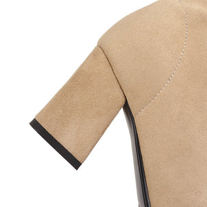 apricot Vintage British style lace-up winter knee high boots