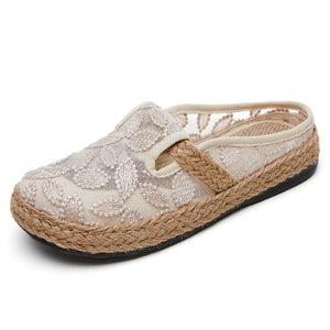 Vintage flax espadrille mules