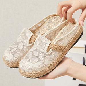 Vintage flax espadrille mules